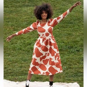 Lisa Says Gah Orange and White Patterned Dress